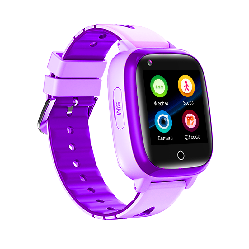 CR-01PE Kids Smart Watch Android 8.1 GPS+WIFI Waterproof Purple Color